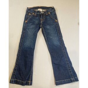 True‎ Religion Girl Jeans Y2K Dark Wash Blue Denim Flare Size 5 Stitched Pocket